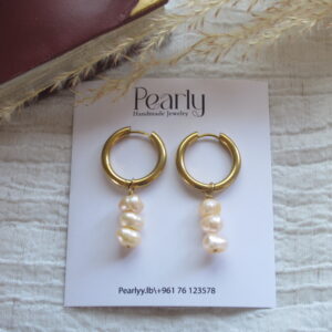 Triple Rose Pearls LARGE HOOPS