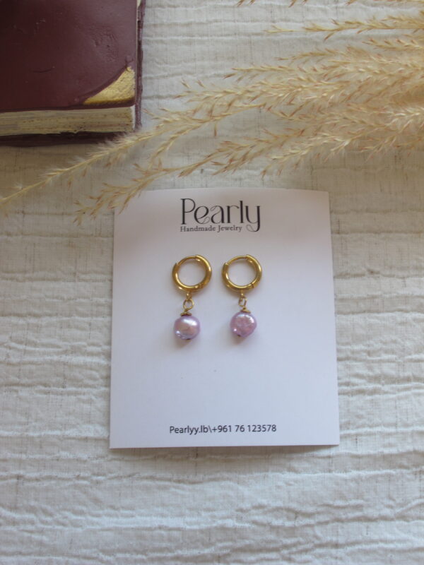 Purple Pearl Hoops  LIMITED EDITION - Image 2