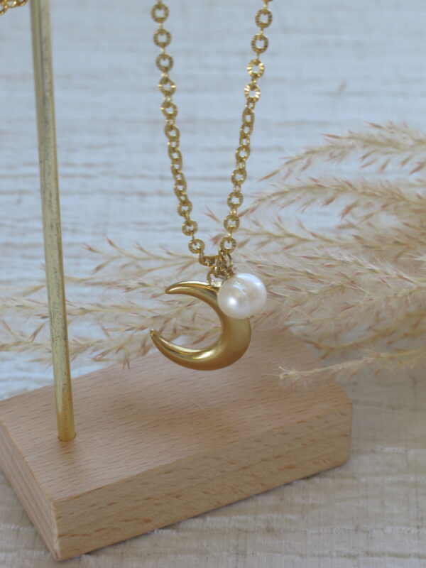 Moon CHARM Pearl Necklace . - Image 2