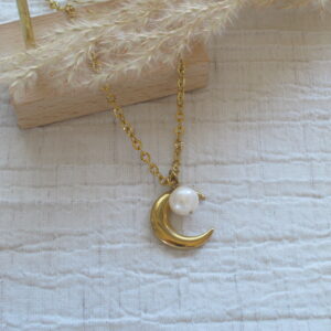 Moon CHARM Pearl Necklace .